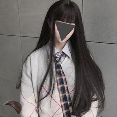 엠크루엘 여성 긴머리 C컬 통가발 + 가발망 세트, 자연블랙