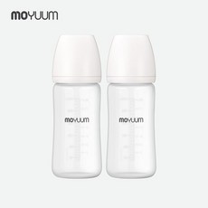 [모윰] 실리콘 코팅 노꼭지 유리젖병 240ml 2팩, 투명, 2개