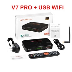 비디오플레이어 GTMEDIA V7 Pro DVB-S/S2/S2X T/T2 위성 수신기 TV 1080P 지원 MARS/CCAMCA 카드 슬롯 USB 와이파이 디코더, V7 PRO With WiFi_Eu 플러그, 02 V7 PRO With WiFi_02 Eu 플러그