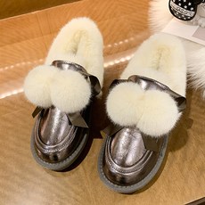 Jan.11 407번 스노우부츠 여자 모피 일체형 기모 덧신 겨울 앵클 통굽 워터프루프 면Z