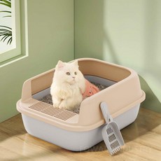 고양이 쓰레기통 화장실 휴지통 배변 봉투 분변통 고양이쓰레기통 행주 리필, 1개, 1. 살구(대) 41x31x17cm(6kg)