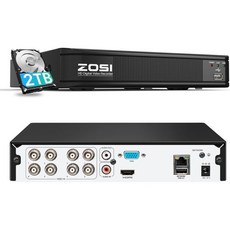 ZOSI H.265 5MP 3K Lite 8 채널 CCTV DVR 레코더 AI 인체 차량 감지 경보 푸시 하이브리드 기능 4-in 1 아날로그/AHD/TVI/CVI 풀 1080, 8CH-2TB - 아날로그cctv녹화기