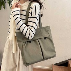 규리규리 대용량 가벼운 지퍼 에코백 데일리 쇼퍼백