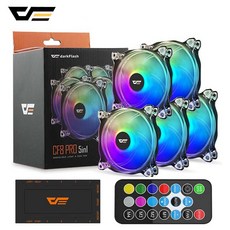 DarkFlash CF8 PC 케이스 팬 120mm 동기화 RGB 5V 3Pin 컴퓨터 케이스 팬 지우기 프레임 조용한 원격 조정 속도 컴퓨터 냉각 팬|팬 & 쿨링|, 1개, 4fan and controller, 단일