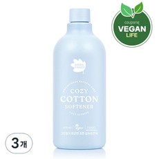 그린핑거 포근한 코튼 섬유유연제, 500ml, 3개