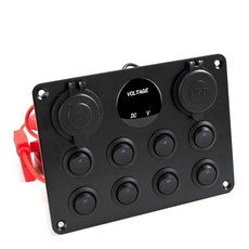 8 Gang Marine Switch Panel 12V 방수 토글 스위치15A 인라인 퓨즈 이중 USB 콘센트 로커 스위치 보트 트럭 자동차 RV용 담배 라이터 소켓 전압계 - 차량용스위치