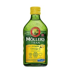 Mollers Tran 대구 간유 250ml/8.4fl oz 시트론 맛 오메가-3 생선 간 오일, 1개