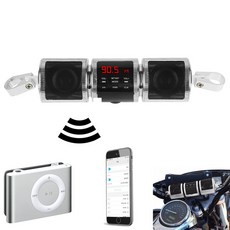 오토바이 BT 스테레오 스피커 디지털 디스플레이 시계 FM 라디오 USB MP3 오디오 사운드 시스템 방수 저음 HiFi 스테레오 스피커, CN