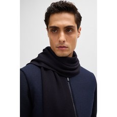 HUGO BOSS Scarf made of more sustainable virgin wool with Raschel knit Albas - 50495340 Dark blue