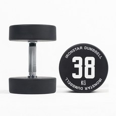 아이언스타 TPU 넘버스 우레탄 원형덤벨 고무냄새 없는 아령 32Kg ~ 40Kg, 블랙, 1개, 38kg
