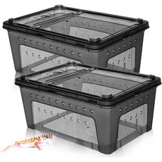 파충류 먹이 공급기 뱀 동물 서식지 케이지 휴대용 플라스틱 애완, 1개, 3.dark gray L