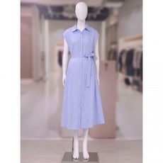 백화점 르샵 셔츠 카라 벨티드 스트라이프 캡 슬리브 롱 원피스 TK7OP265 아울렛