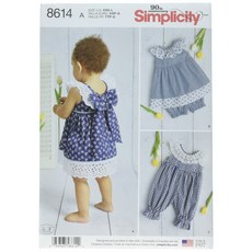 Simplicity US8614AS Baby Dress Underwear and Romper Sewing Patterns Sizes XXS-L