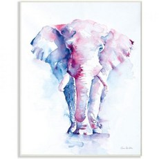 스투펠 인더스트리 추상 코끼리 동물 파란색 수채화 캔버스 월 아트 36 x 48 멀티 컬러, 15L" x 10W", Wall Plaque, 1개