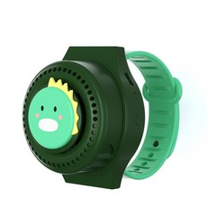 ANKRIC 날개 없는 시계 선풍기 USB 충전 휴대용 캐릭터 미니 모기퇴치 밴드 선풍기, 녹색
