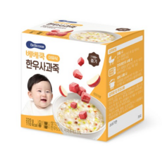 베베쿡 중기 한우사과죽 실온이유식 2p, 혼합맛(한우/사과), 220g, 1개