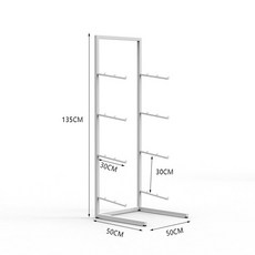 겨울 스키 디스플레이 랙 스노우보드 펀치없는 거치대 진열대, J. 발 받침대가 있는 화이트  4층(4개)