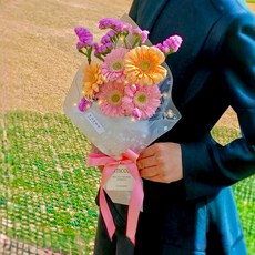 [주말배송 가능] 아르띠콜로 LED 거베라 꽃다발 +쇼핑백 세트, 1개, 거베라 믹스