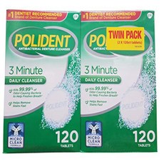 Polident Antibac Denture Cleaner 120 Tablets 2 Count Polident Antibac 틀니 클리너 120 정 2 개입, 1