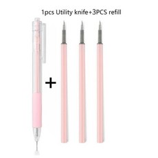 종이 컷 나이프 펜 리필 아트 유틸리티 스크랩북 절단 도구 스티커 테이프 커터 익스프레스 박스 DIY 공, Pink (1 set)