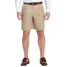 Brooks Brothers 남성용 St. Andrews 플리츠 프론트 치노 골프 반바지 27190 카키 베이지