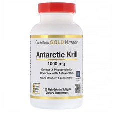 CGN California Gold Nutrition 크릴 오일 딸기 레몬 맛 1000 mg 120 소프트젤, 1세트, .