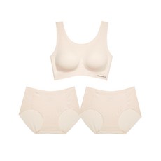 크로커다일 이너웨어 [브라1+팬티2] 모달 일체형 U넥 감탄브라팬티 세트