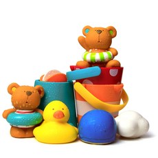 HAPE 목욕 샤워기 분수 어린오리 자아들 남성 여성 프린세스 물놀이매트, 더 특혜 테디 물놀이매트 인형 콤비
