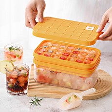 편안한42 가정용 대용량 실리콘 얼음 트레이 세트, 1세트, 오렌지