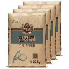 백설 강력1등 제빵용 밀가루, 20kg, 4개