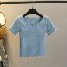 이노뱅크 웨이브 끝단 골지 반팔 크롭 가디건 INO292A