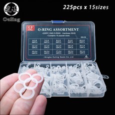 225pcs O 링 고무/실리콘 O 링 씰 씰링 O 링 실리콘 와셔 고무 oring 세트 구색 키트 세트 박스 링|개스킷|, 1개, 단일, BVW-225