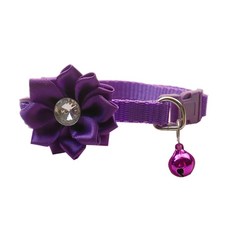 우아한 크리스탈 프린스 칼라 플라워 분리 칼라가 있는 강아지 고양이 수트 칼라, Purple, 1개