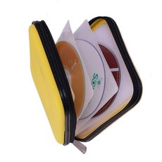 XiongYe CD DVD 지갑 32개 용량의 튼튼함 차량용 케이스 홀더 휴대용 DVDVCD 저장 디스크 하드 쉘 튼튼한 자동차 소책자 블루레이 용량 화이트, yellow, 옐로우