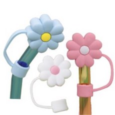포에스리빙 스탠리 호환 빨대 마개 10mm 실리콘 뚜껑 캡, 3개, 1세트, 플라워 3종