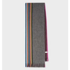 Paul Smith [Paul Smith] Men's Grey Multi-Colour Stripe Wool Scarf M1A-811E-AS10-76-0