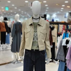 씨씨콜렉트 페이크레더 크롭재킷(E224PSF155/라이트베이지)