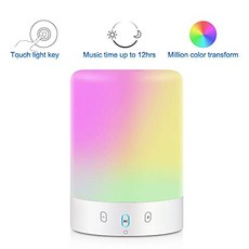 야간 조명 블루투스 스피커 휴대용 무선 블루투스 스피커 6 색 LED 테마 침대 옆 탁자 조명 스마트 터치 컨트롤 색상 변경 스테레오 서브 우퍼 핸즈프리 전화 MicroSD 지원, 본상품