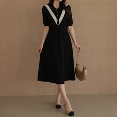 클릭앤퍼니 / 베스트셀러 릴딧비스코스 배색원피스/롱/스판