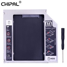 CHIPAL 2nd HDD 캐디 12.7mm PATA IDE to SATA 3.0 2.5 "2T SSD 하드 디스크 케이스 인클로저 노트북 DVD ROM CD ROM Optiba, 1개, 단일, 단일