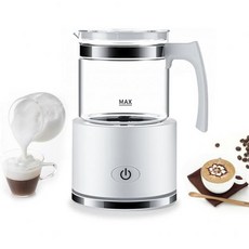 Irfora 우유 투입구 마개 우유투입구 분리형 거품기 8.45oz 250ml 전기 스티머 터치 컨트롤 600W 저소음 작동 2 in 1 에스프레소 핫 초콜릿 우유용 온 냉 Q, EU Plug_White, 1개