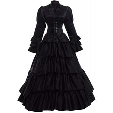 GRACEART 여성 고딕 빅토리아 로코코 드레스 의상 Balck XL