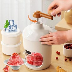 빙수기 자동 눈꽃 빙삭기 스노우 머신 매뉴얼 가정용 아이스 면도기 핸드 크랭크 슬러시 메이커 휴대용 분쇄기 및 2개 포함, 1개