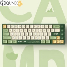 [cy] IQUNIX F65 기계식 게이밍 키보드 CAMPING판 CNC알루미늄 무선3모드 67키65%배열 RGB 전키핫스왑DIY 2000mah 태블릿 패드용 미니키보드 시즌신상, F65-베이지그린, 골드핑크축