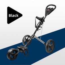 PLAYEAGLE 골프 액세서리 경량 Foldable 3 바퀴 골프 트롤리 골프 가방 당겨 푸시 카트 병 우산 스탠드, 02 Black