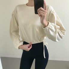 로라벨 사이드 리본 크롭 긴팔 요가 필라테스 상의 여자운동복 요가복 필라테스복