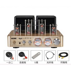 진공관 앰프 스피커 음향기기 블루투스 오디오 35w x 2 6f1 헤드폰 고전력 섬유 동축 고음 저음 조정 5.0 Vu 미터, Gold_220V, [01] Gold