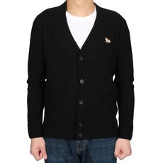MAISON KITSUNE 20FW 메종키츠네 폭스 패치 램스울 가디건 (남성/블랙) FM00504KT1014 BK