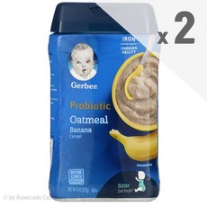 거버 2단계 프로바이오틱 오트밀 바나나 시리얼 이유식 227g x2팩 Probiotic Oatmeal Cereal Banana, 오트밀+바나나