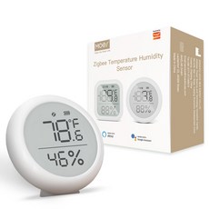MOES Tuya ZigBee 스마트 홈 온도 및 습도 센서 LED 스크린 구글 어시스턴트 투야 지그비 허브와 함께 작동, 스페인, round, 1.round, 1개